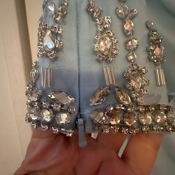 NWT Mac Duggal Powder Blue One-Shoulder Long Sleeve Midi Dress Size 2 - Picture 7 of 7